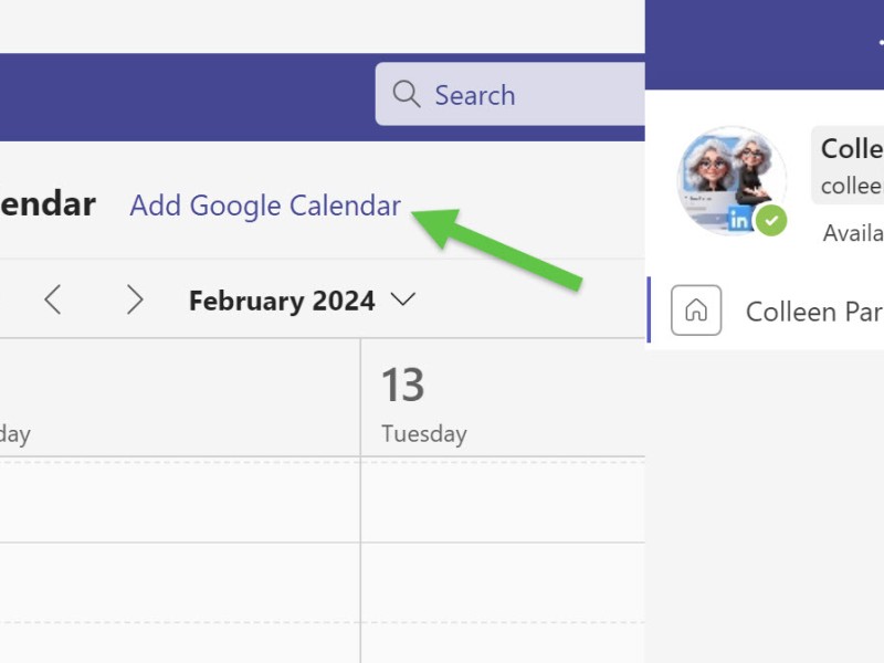 Adding Google Calendar to Personal Teams